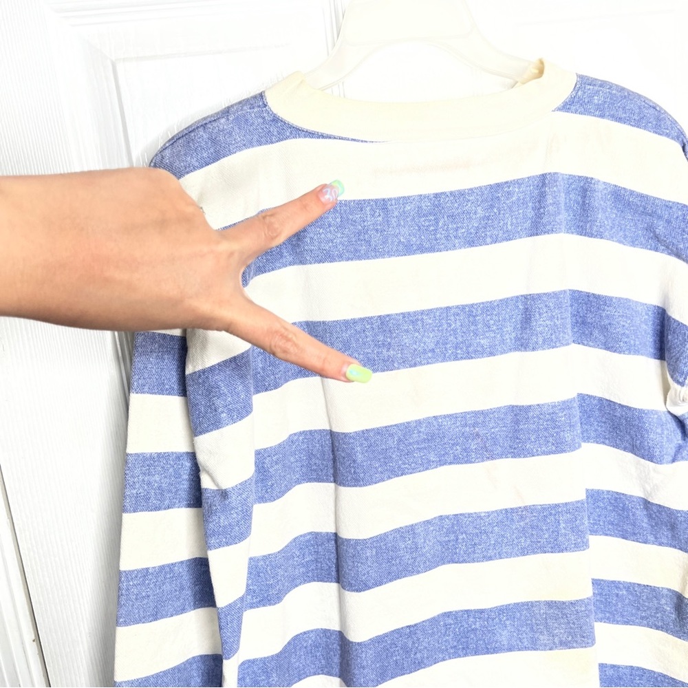 Vintage EXPRESS Logo Striped Shirt 80s Oversized Fit USA medium - Picture 7 of 13